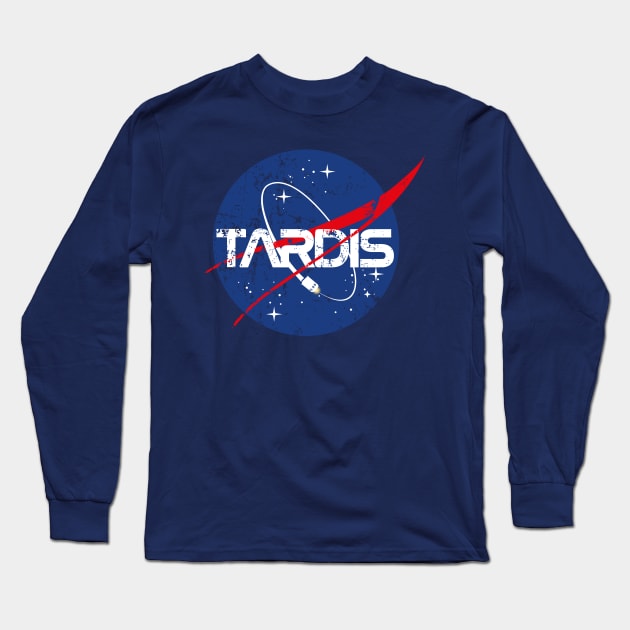 TARDIS NASA DISTRESSED VINTAGE LOGO Long Sleeve T-Shirt by KARMADESIGNER T-SHIRT SHOP